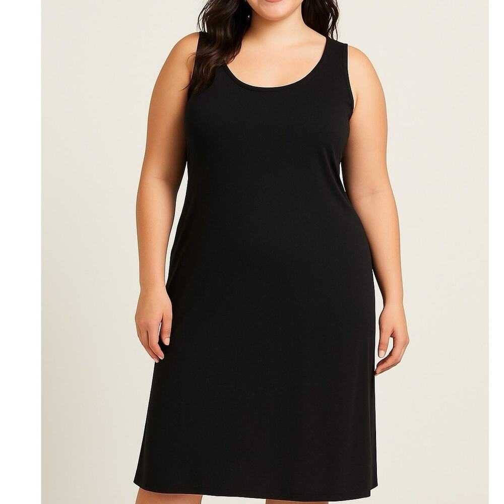 Simple Black Tank Dress XL Minimalist Stretch Classic Y2K Basic Capsule Easy